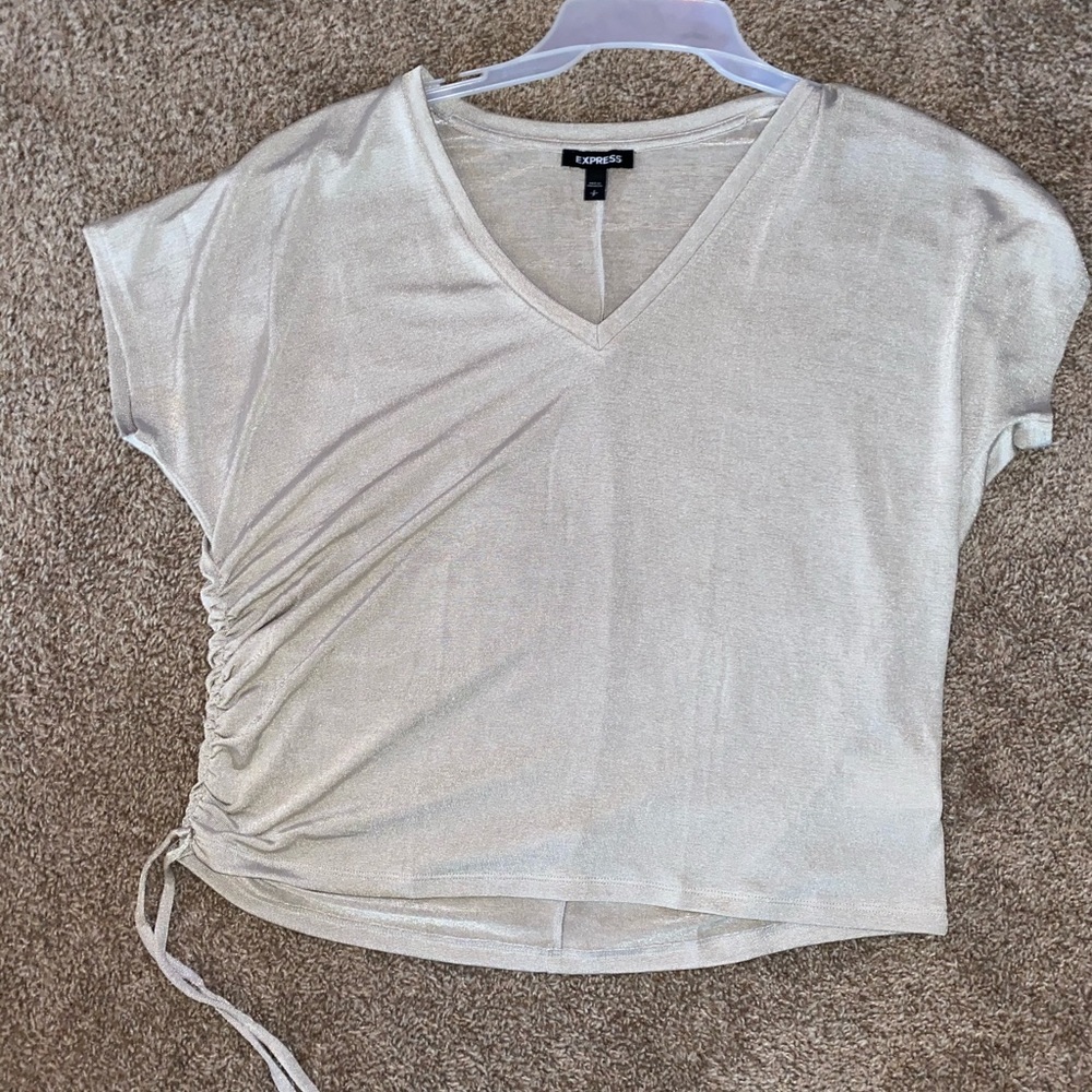 Express ruched gold top